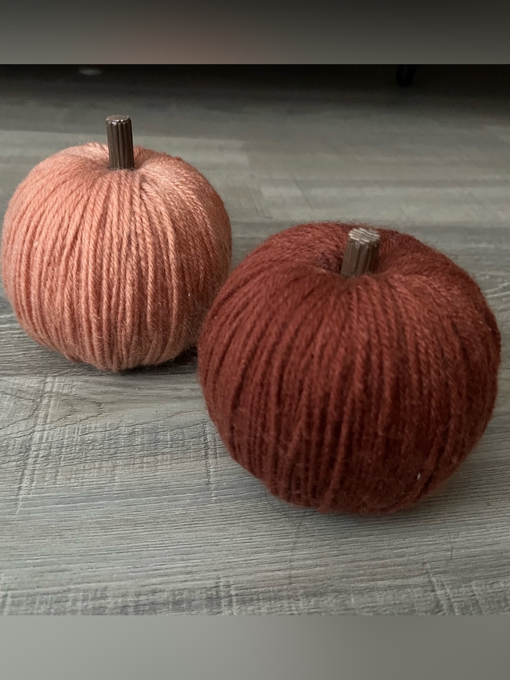 Handcrafted Rustic Yarn Pumpkins - Set of 2 (Blush & Burnt Orange)